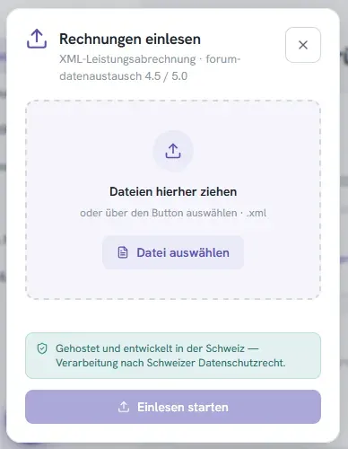 Upload dialog: import XML invoices by drag & drop
